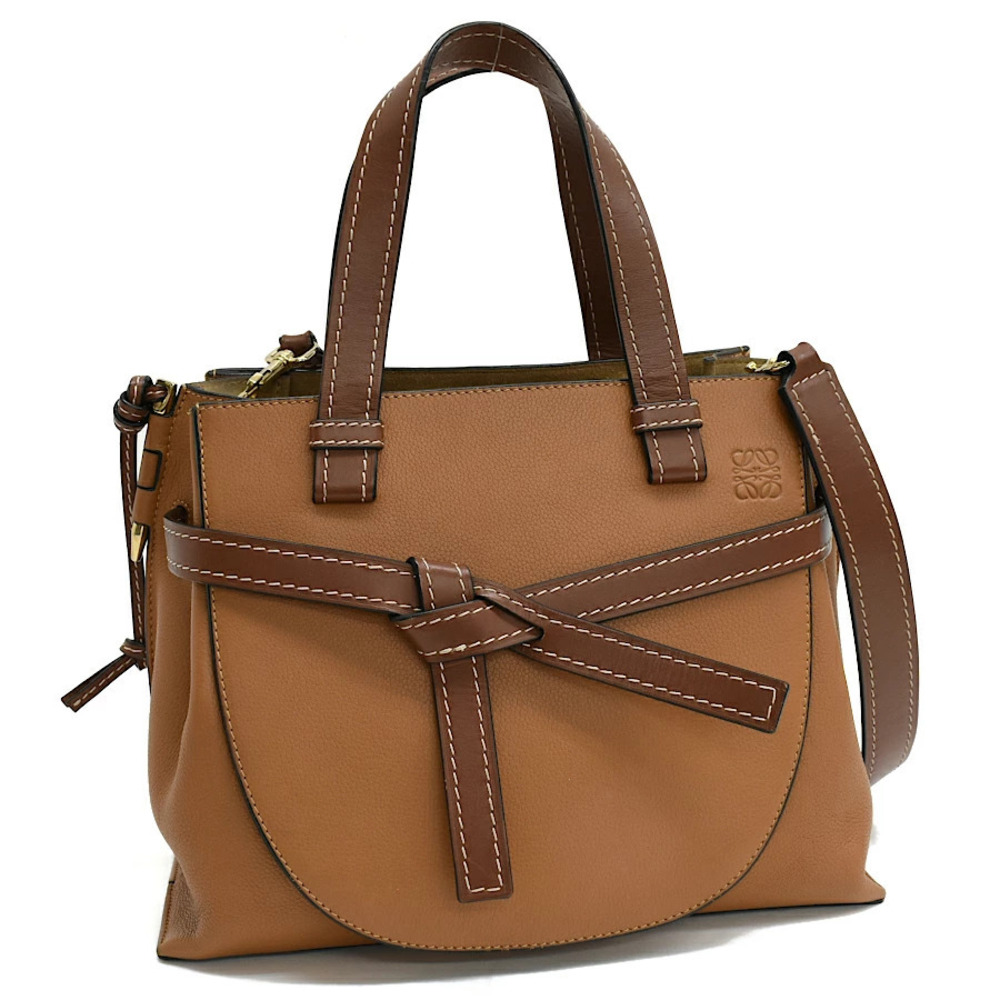 Loewe Gate Top Handle Bag Handbag Leather Brown Dark